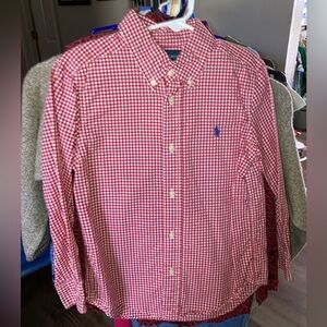 Boys Ralph Lauren Red/White Checkered Button Down Shirt, Size 5